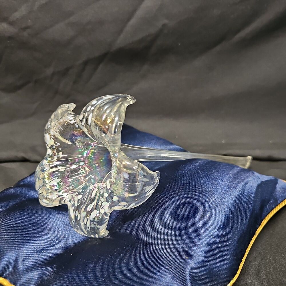 Silvestri Crystal Art Glass 7 1/2” Rose Flower Holder Vintage Hand Crafted Clear